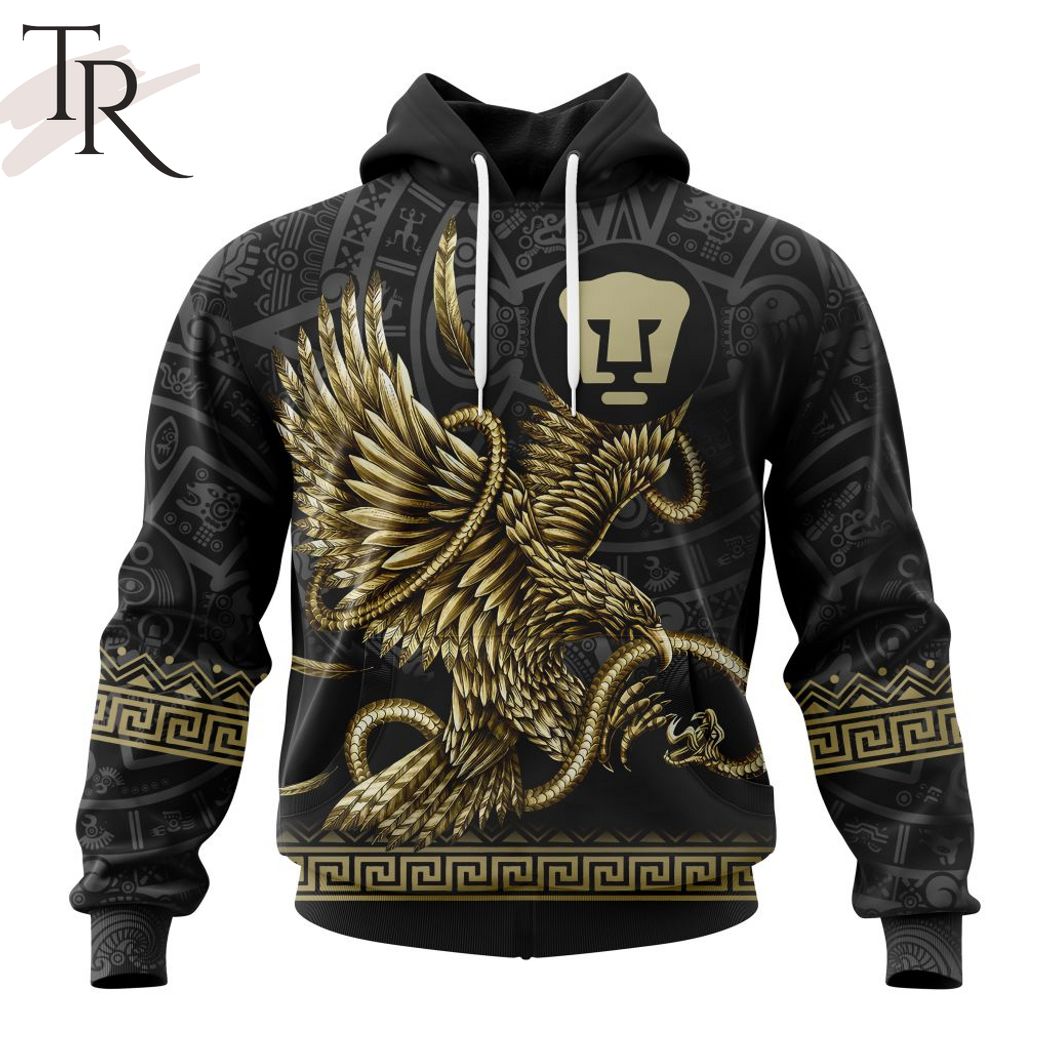 New 2025 LIGA MX Pumas UNAM Special Black And Gold Design With Mexican Eagle Custom Hoodie