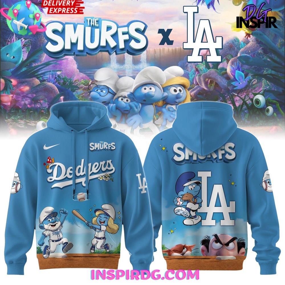 New 2025 Los Angeles Dodgers MLB x The Smurfs Night Special Custom Hoodie
