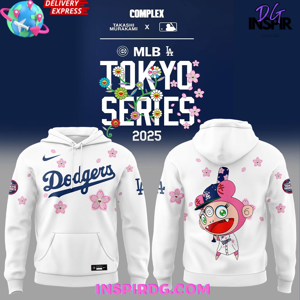New 2025 Los Angeles Dodgers Takashi Murakami MLB Tokyo Series 2025 White Custom Hoodie