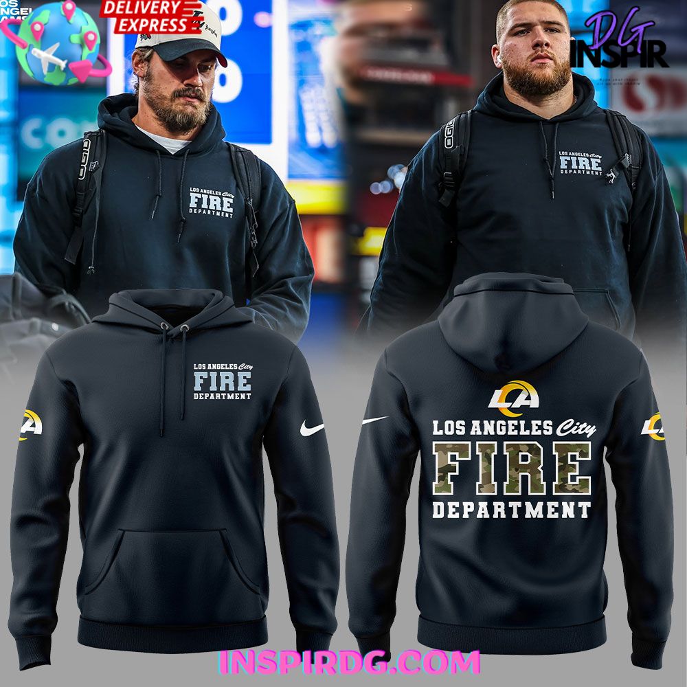 New 2025 Los Angeles Rams Fire Department Camo Custom Hoodie