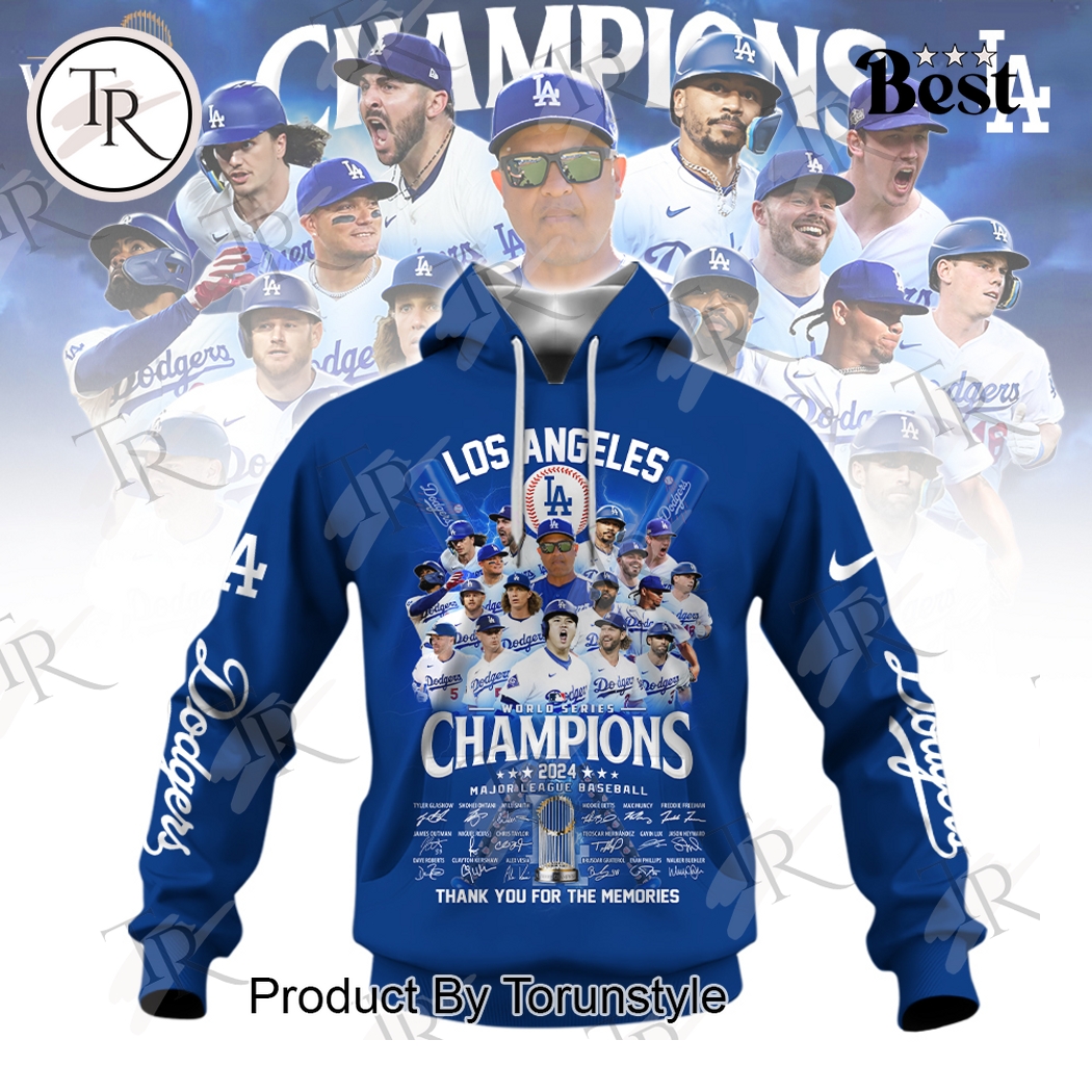 New 2025 Los Angeles World Series Champions 2024 Thank You For The Memories Custom Hoodie - Navy