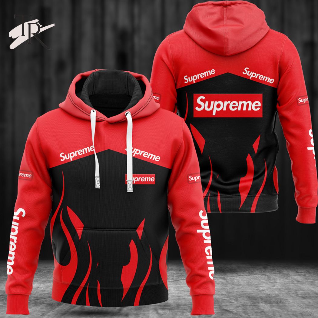 New 2025 Louis Vuitton Supreme Red Black Luxury Brand Custom Hoodie For Men Women Luxury Custom Hoodie Outfit For Fall Outfit