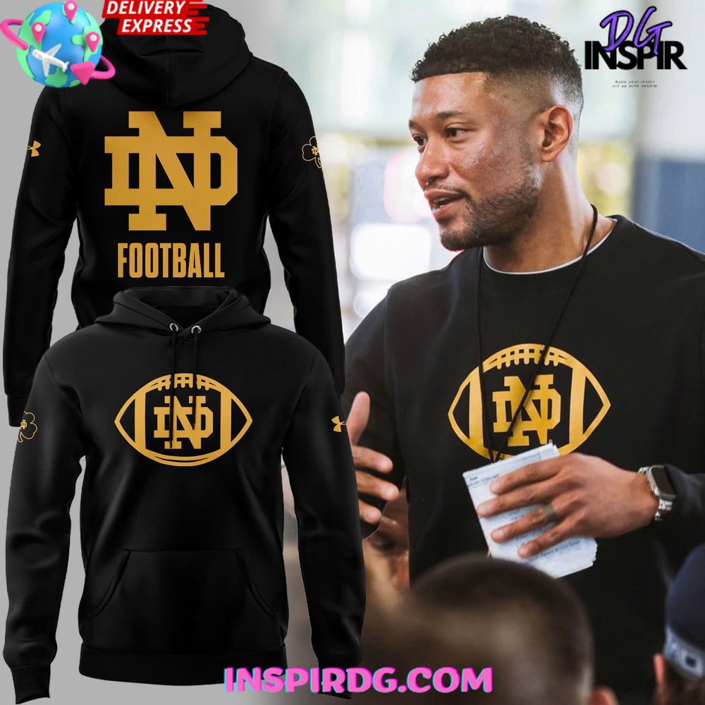 New 2025 Marcus Freeman Notre Dame Fighting Irish Black Custom Hoodie