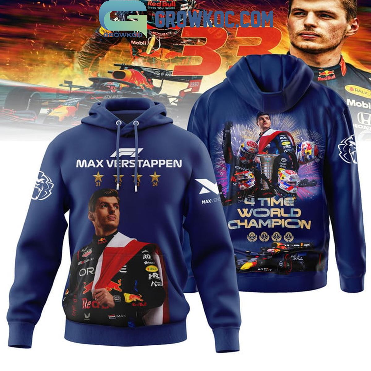 New 2025 Max Verstappen 4 Time World Champions With Red Bull Racing Custom Hoodie T-Shirt