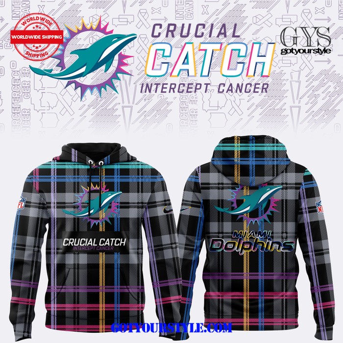 New 2025 Miami Dolphins Crucial Catch Intercept Cancer 2024 Custom Hoodie