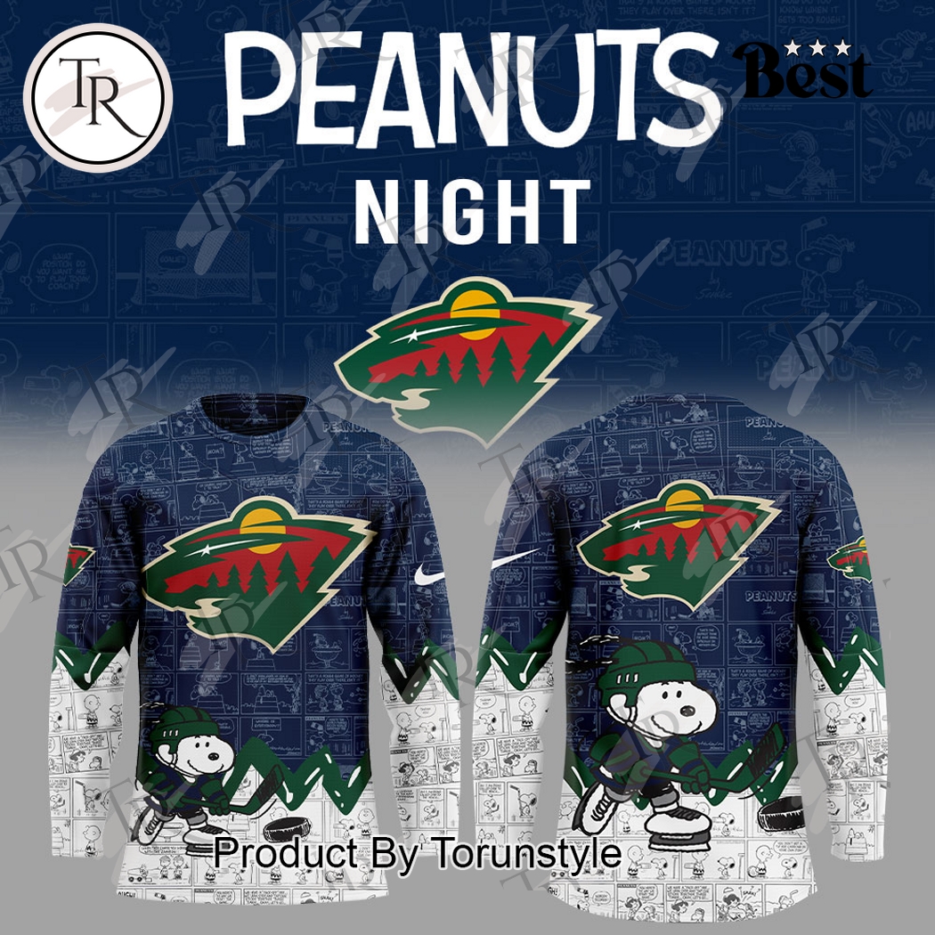New 2025 Minnesota Wild Peanuts Night 2025 75th Anniversary Custom Hockey Jersey Fan Gift - Blue - All Over Printed