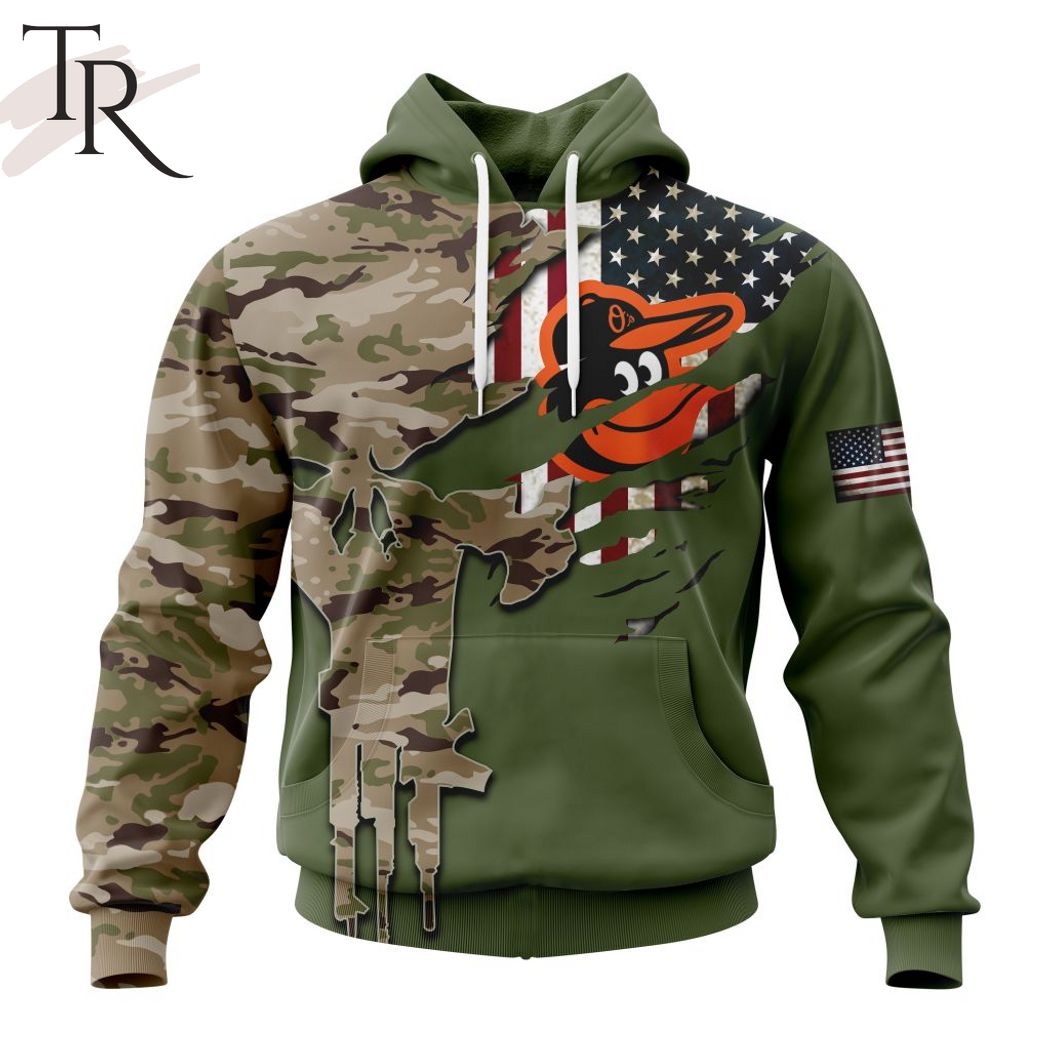 New 2025 MLB Baltimore Orioles Special Camo Design For Veterans Day Custom Hoodie