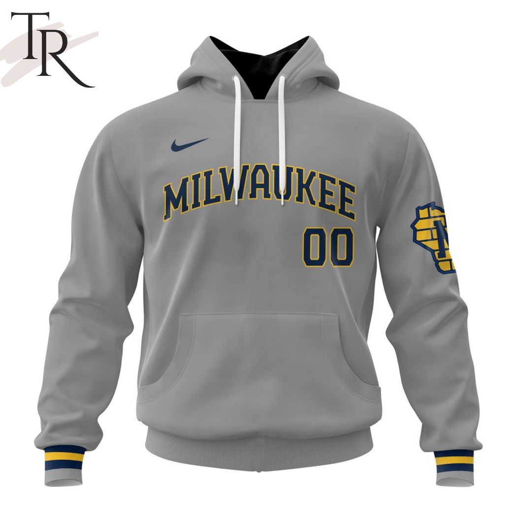New 2025 MLB Milwaukee Brewers Personalized 2024 Road Kits Custom Hoodie