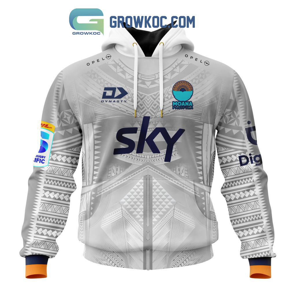 New 2025 Moana Pasifika Personalized 2024 Away Super Rugby Fan Custom Hoodie Shirts