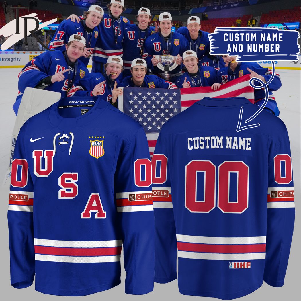 New 2025 Name USA Hockey World Junior Ice Hockey Champions 2024 Custom Hockey Jersey Fan Gift - All Over Printed