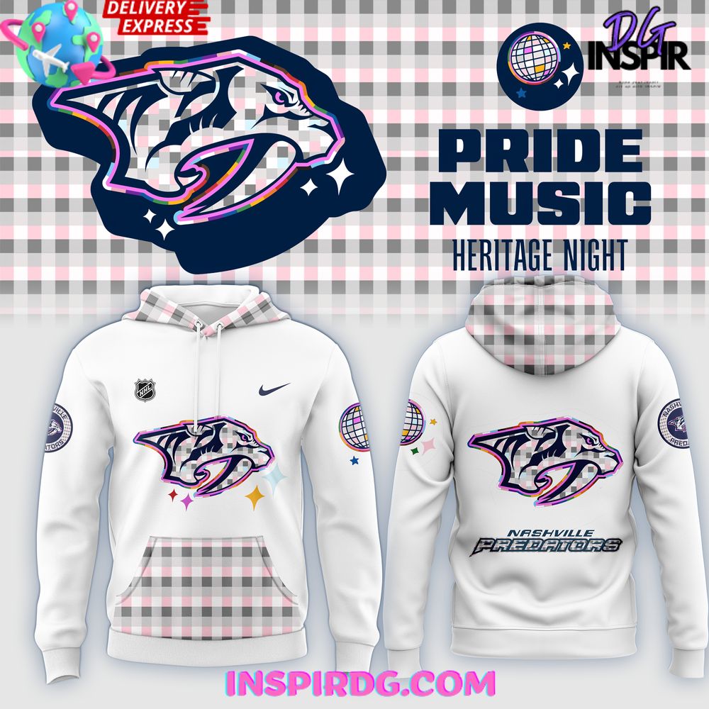 New 2025 Nashville Predators Pride Music Heritage Night 2024 Custom Hoodie