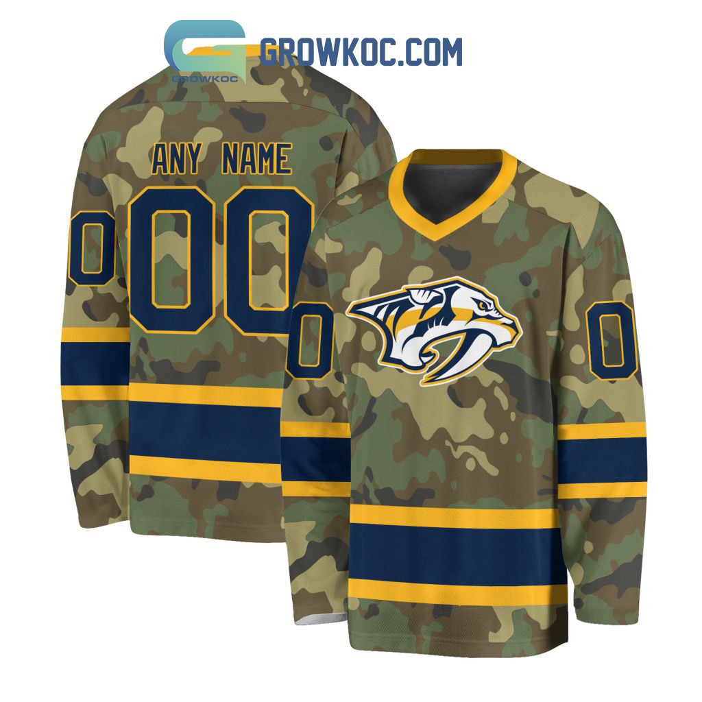 New 2025 Nashville Predators Special Camo Veteran Design Personalized Custom Hockey Jersey Fan Gift - All Over Printed
