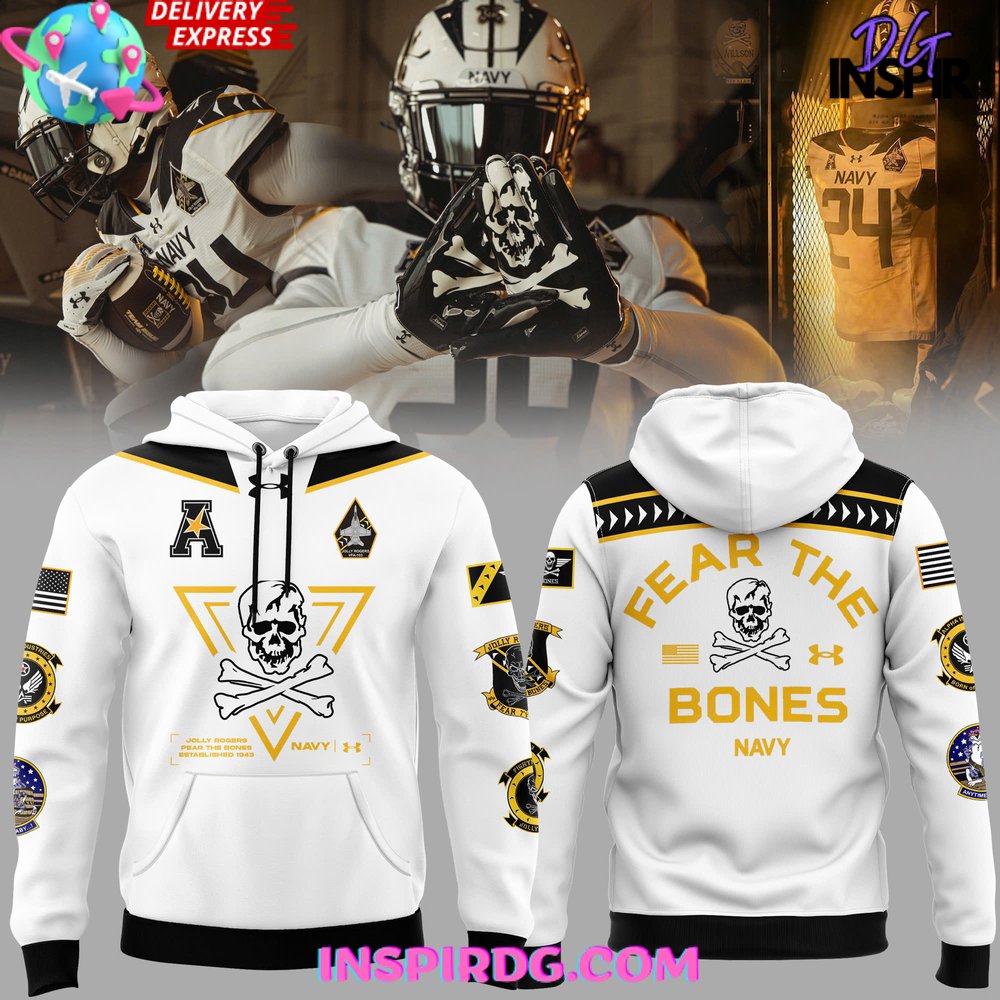 New 2025 Navy Midshipmen Jolly Rogers Fear The Bones Special Custom Hoodie