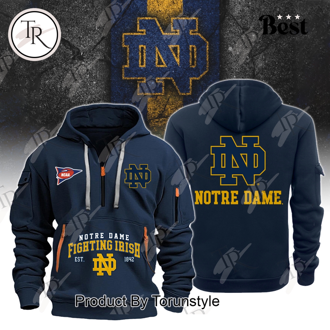 New 2025 NCAA Notre Dame Fighting Irish EST 1842 Quarter Zip Custom Hoodie - Blue