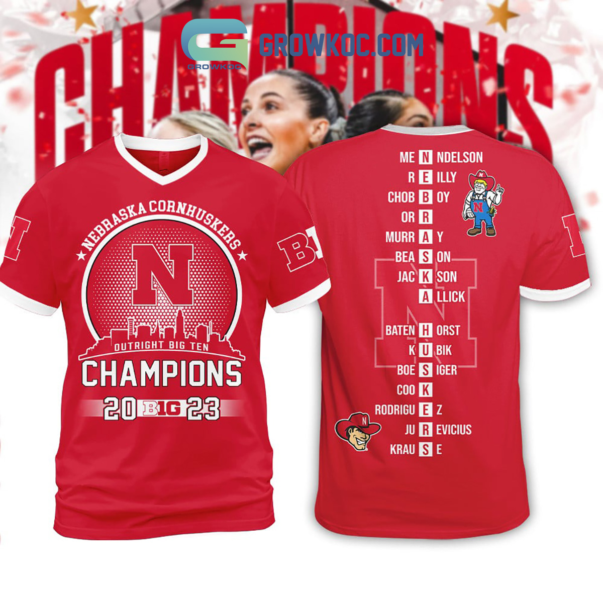 New 2025 Nebraska Cornhuskers Outright Big Ten Champions 2023 Player Name Puzzle Custom Hoodie T Shirts
