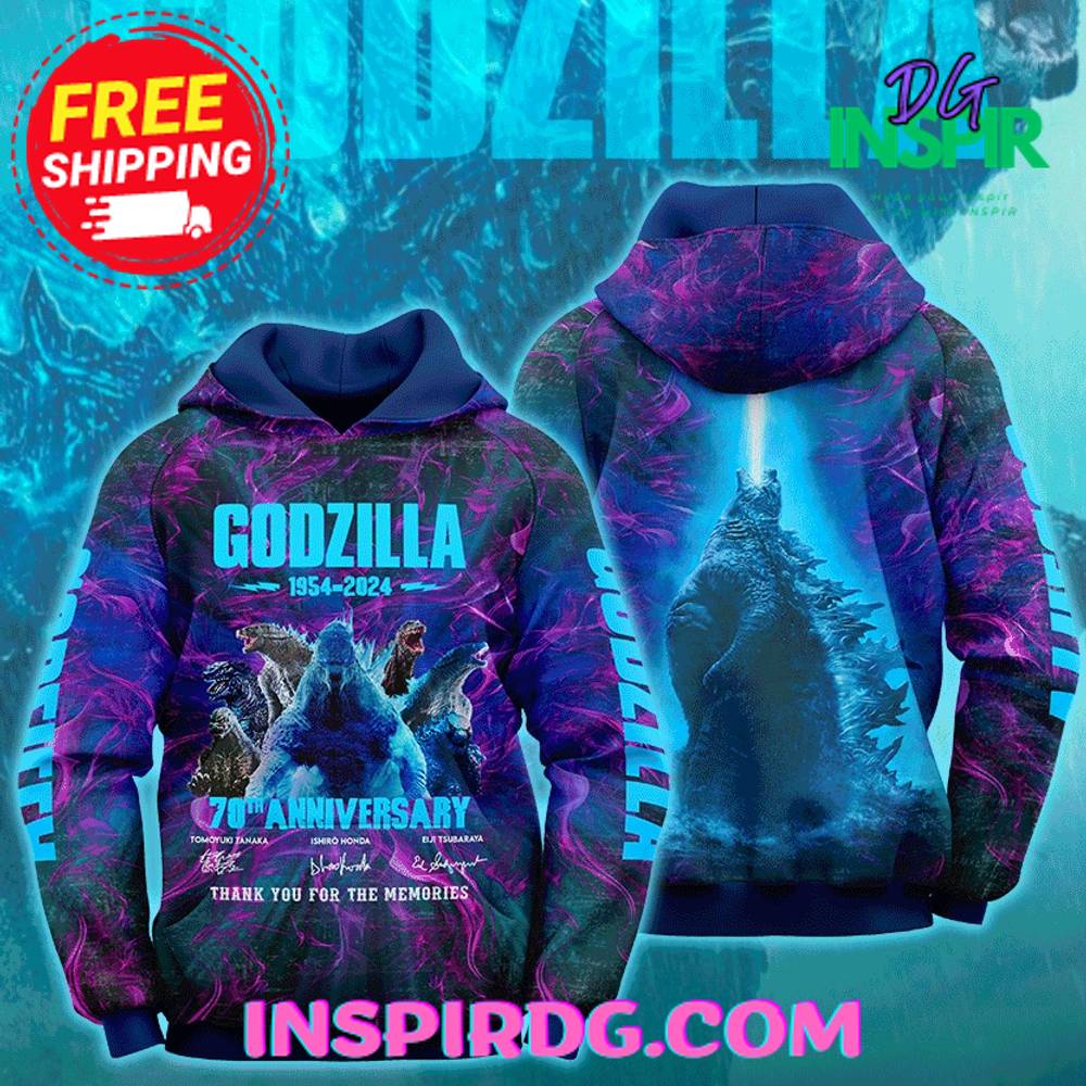 New 2025 NEW Godzilla 70th Anniversary Thank You For The Memories Custom Hoodie