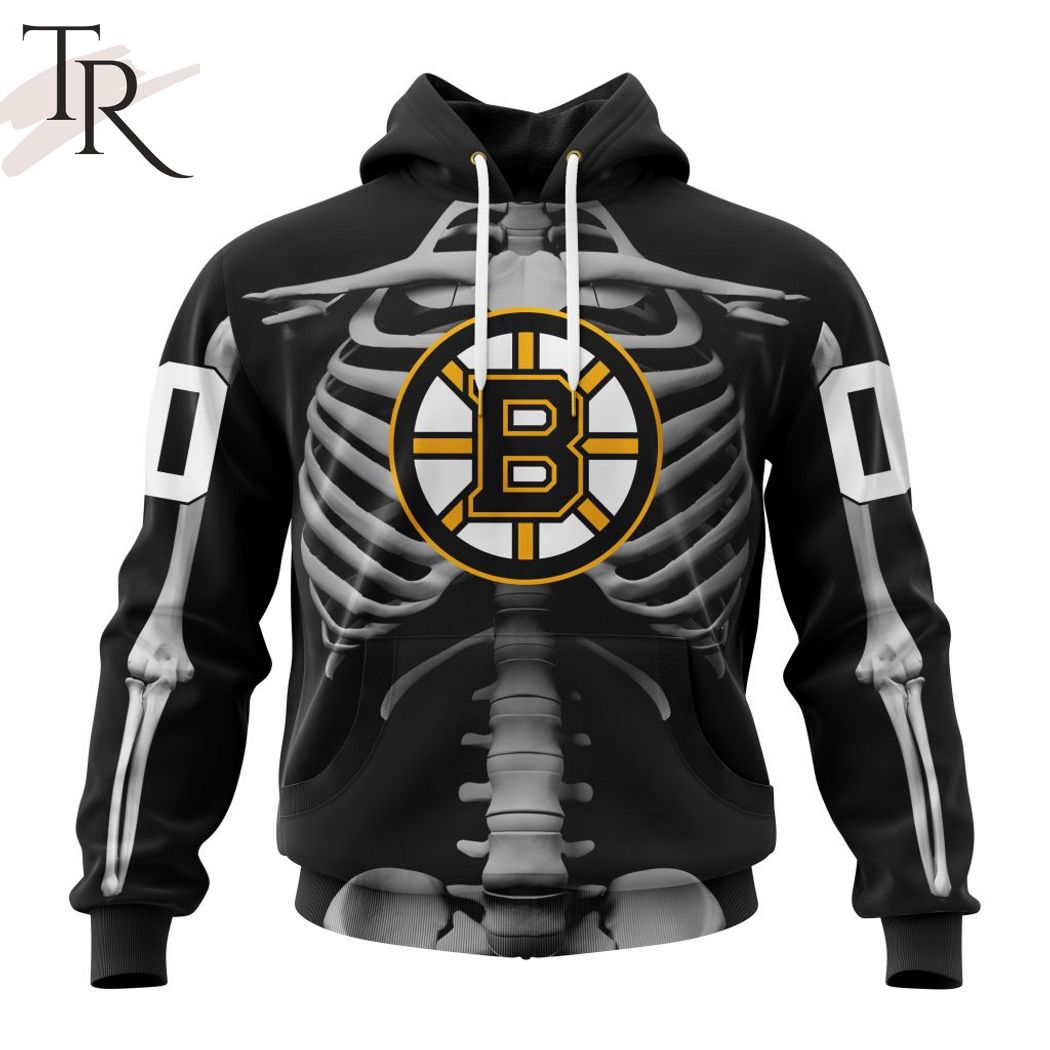 New 2025 NHL Boston Bruins Special Skeleton Costume For Halloween Custom Hoodie