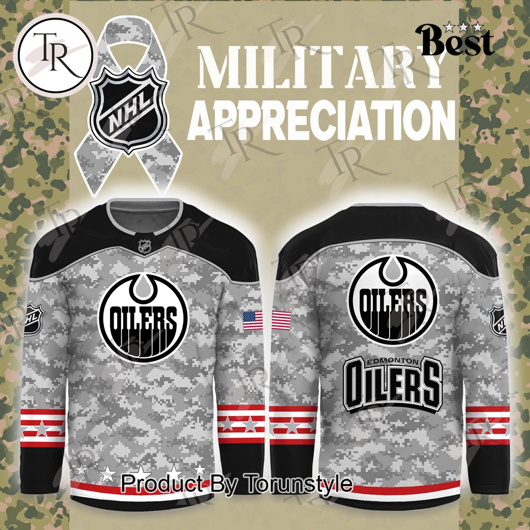 New 2025 NHL Edmonton Oilers Arctic Camo 2024 Salute to Service Club Custom Hockey Jersey Fan Gift - All Over Printed