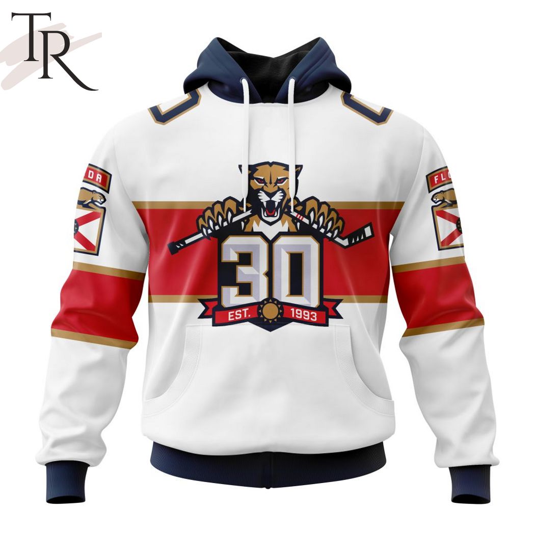 New 2025 NHL Florida Panthers 2023 Away With 30th Anniversary Logo Custom Hoodie
