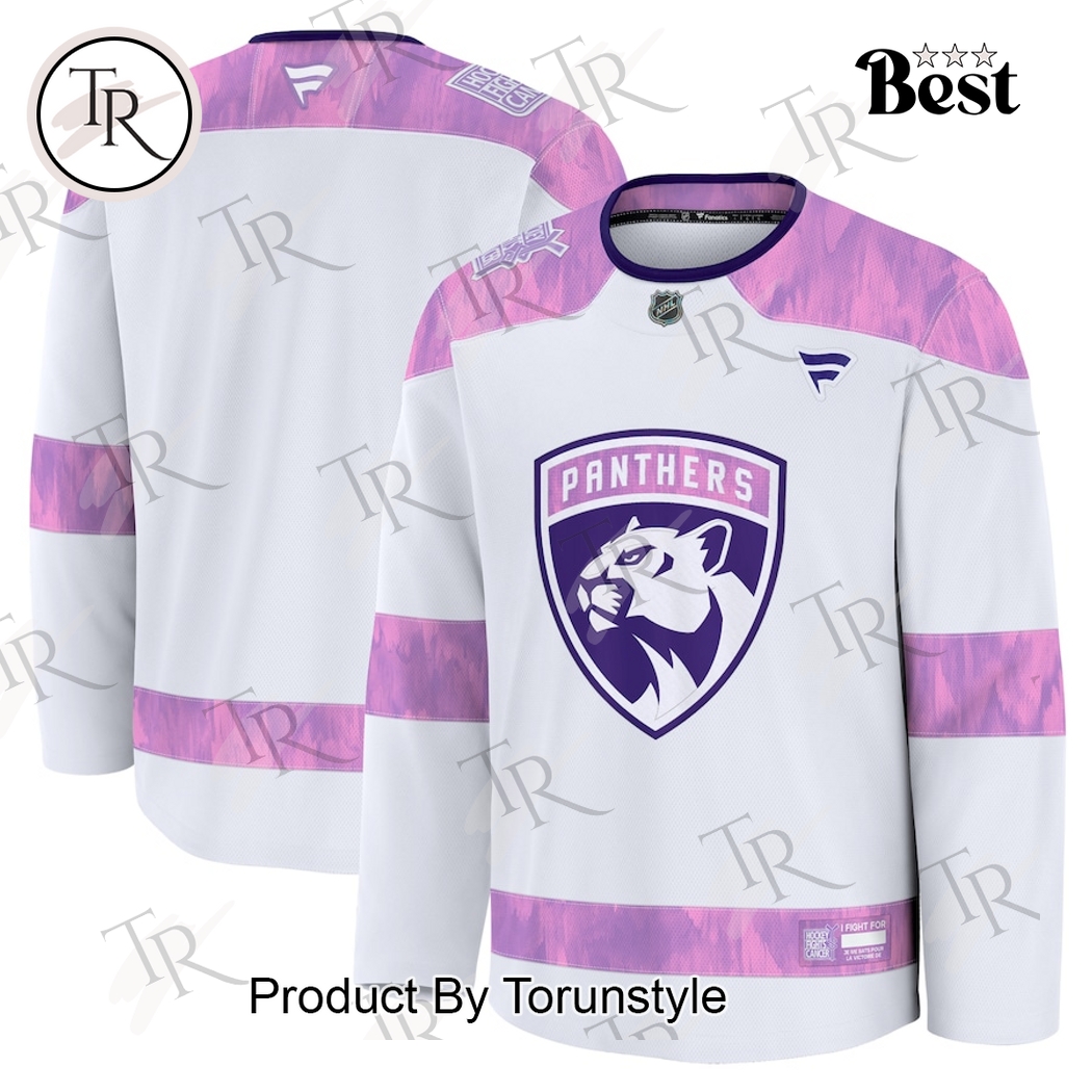 New 2025 NHL Florida Panthers 2024 Hockey Fights Cancer Practice Custom Hockey Jersey Fan Gift - White - All Over Printed
