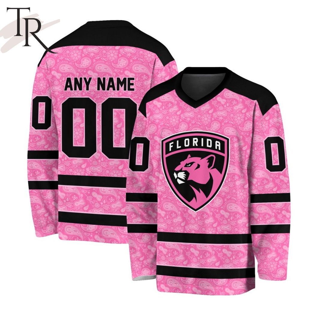 New 2025 NHL Florida Panthers Special Pink V-neck Long Sleeve - All Over Printed