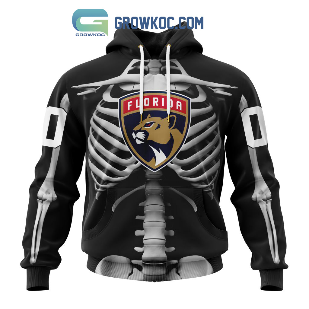 New 2025 NHL Florida Panthers Special Skeleton Costume For Halloween Custom Hoodie T Shirt