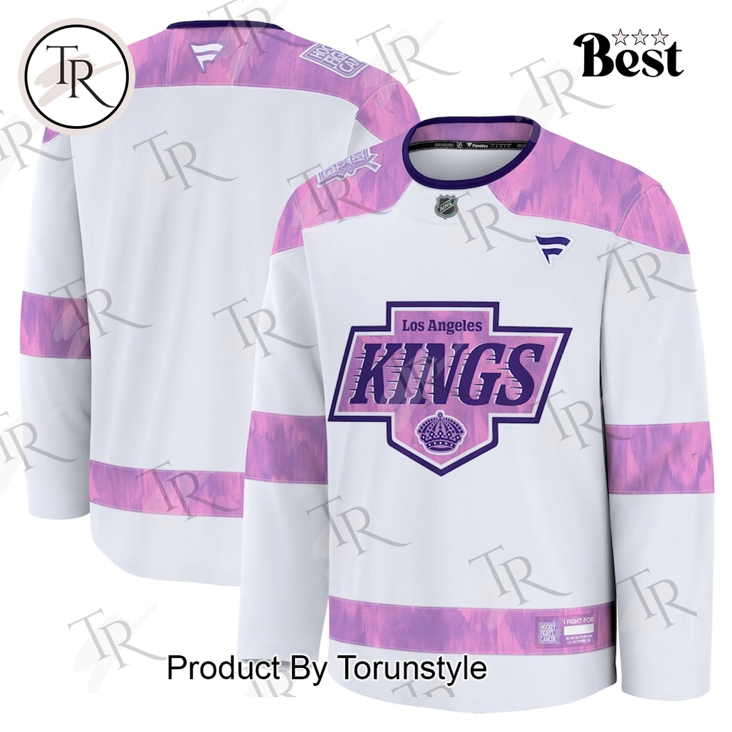 New 2025 NHL Los Angeles Kings 2024 Hockey Fights Cancer Practice Custom Hockey Jersey Fan Gift - White - All Over Printed