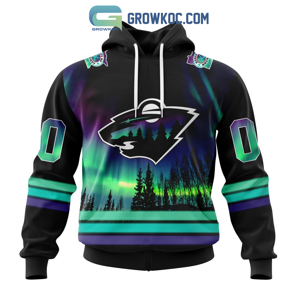 New 2025 NHL Minnesota Wild Personalized Special Design With Northern Lights Custom Hoodie T-Shirt