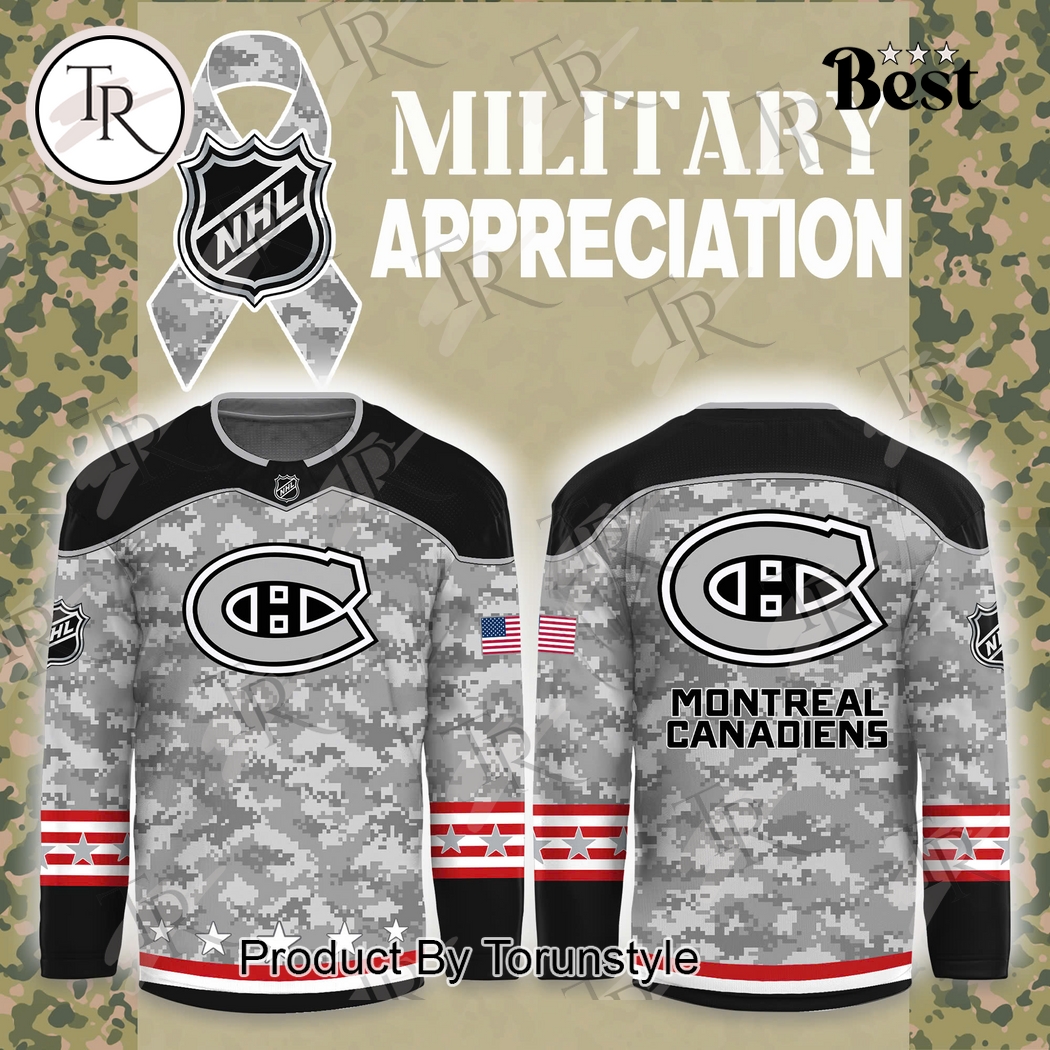 New 2025 NHL Montreal Canadiens Arctic Camo 2024 Salute to Service Club Custom Hockey Jersey Fan Gift - All Over Printed