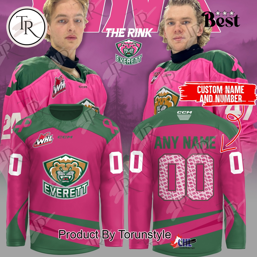 New 2025 Personalization Everett Silvertips 2024 Pink the Rink Custom Hockey Jersey Fan Gift - All Over Printed