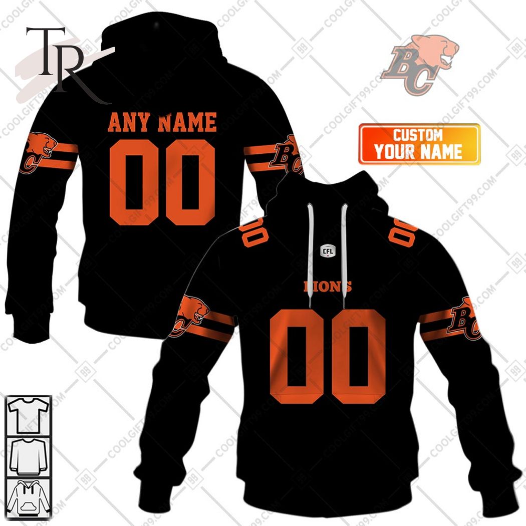 New 2025 Personalized CFL BC Lions Home Jersey Style Custom Hoodie