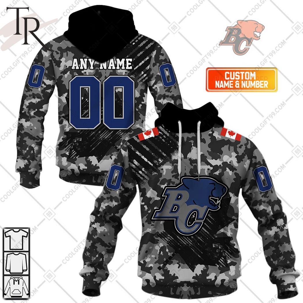 New 2025 Personalized CFL BC Lions Special Camo Armed Forces Design Custom Hoodie