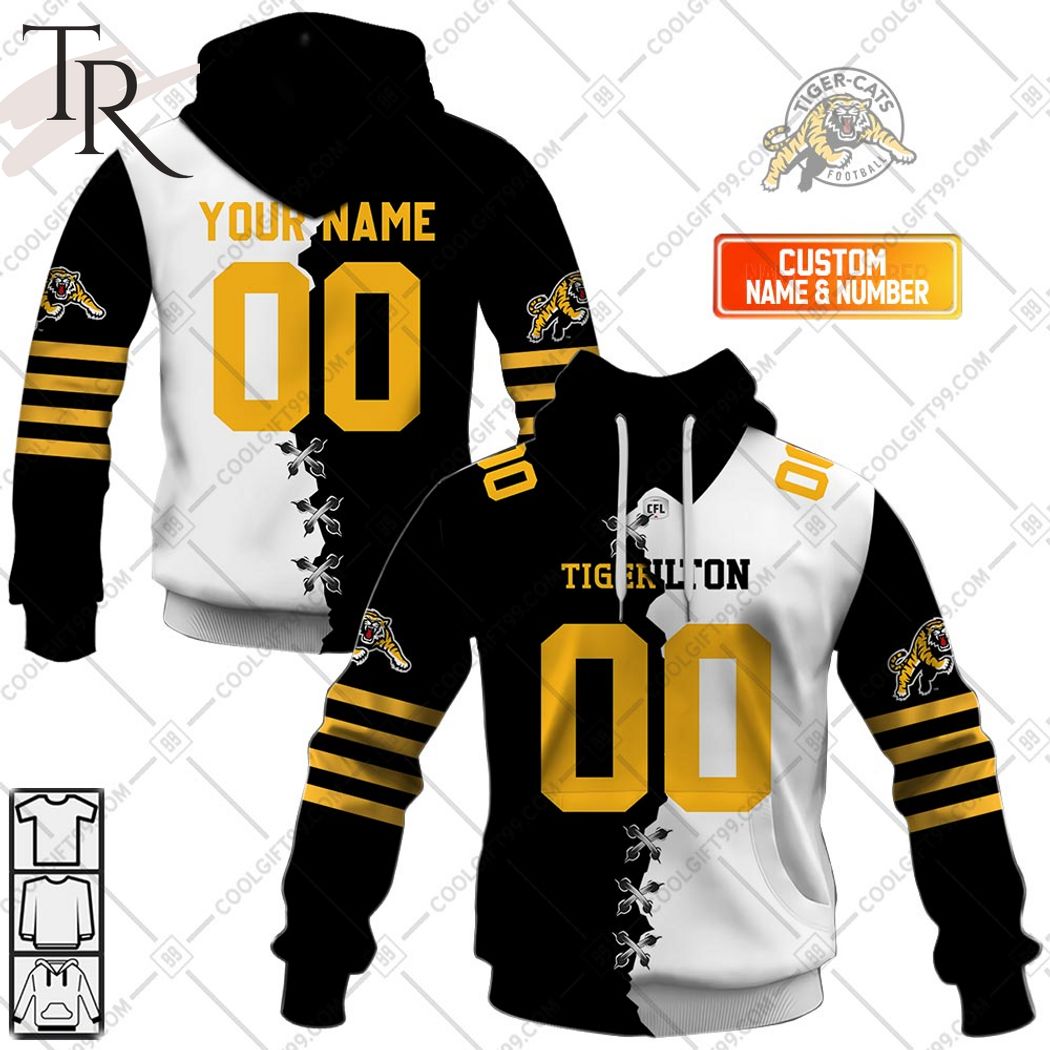 New 2025 Personalized CFL Hamilton Tiger Cats Mix Jersey Style Custom Hoodie