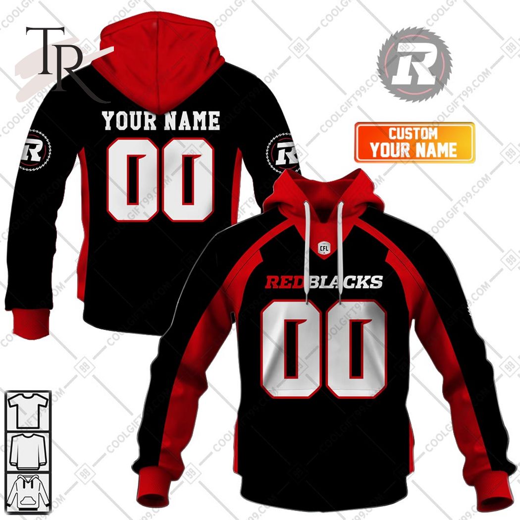 New 2025 Personalized CFL Ottawa Redblacks Home Jersey Style Custom Hoodie