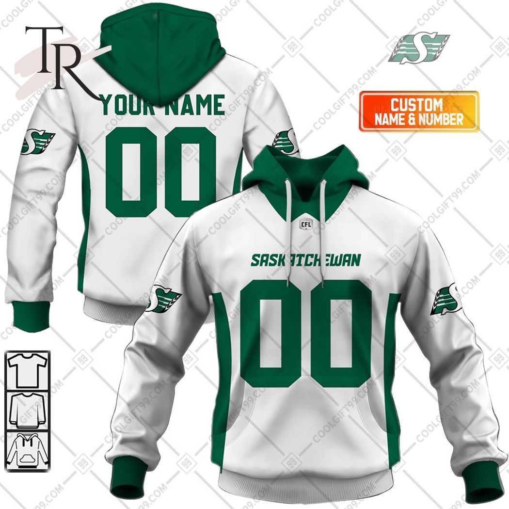 New 2025 Personalized CFL Saskatchewan Roughriders Away Jersey Style Custom Hoodie