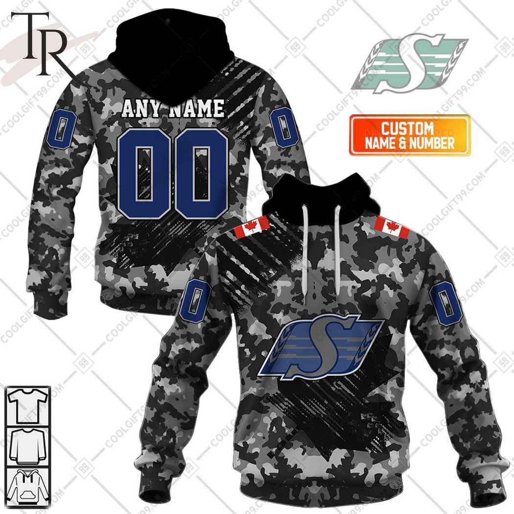New 2025 Personalized CFL Saskatchewan Roughriders Special Camo Armed Forces Design Custom Hoodie