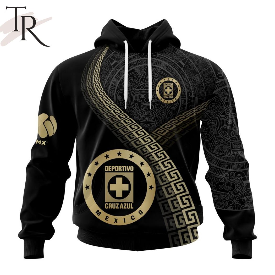 New 2025 Personalized LIGA MX Cruz Azul Special Black And Gold Design Custom Hoodie