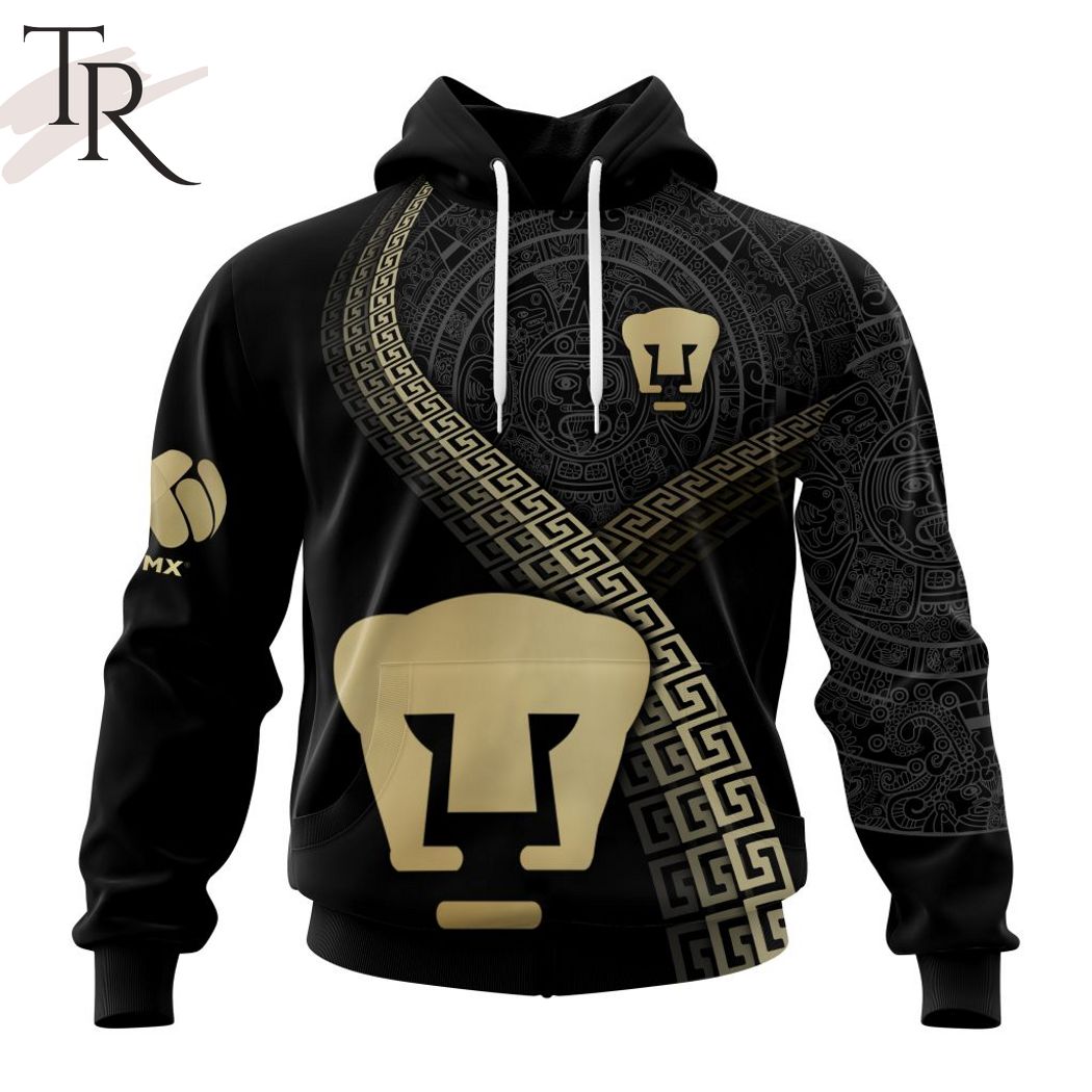 New 2025 Personalized LIGA MX Pumas UNAM Special Black And Gold Design Custom Hoodie