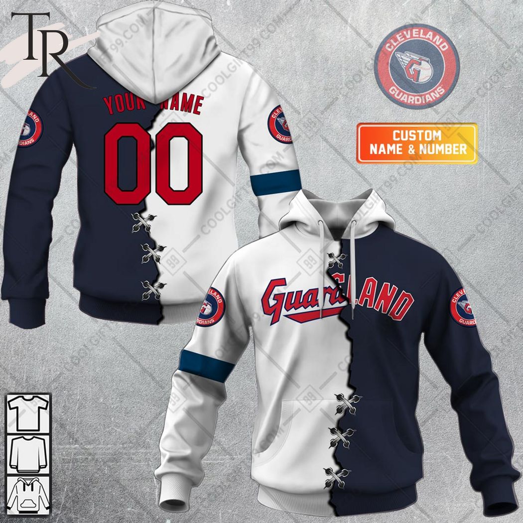 New 2025 Personalized MLB Cleveland Guardians Mix Jersey Custom Hoodie