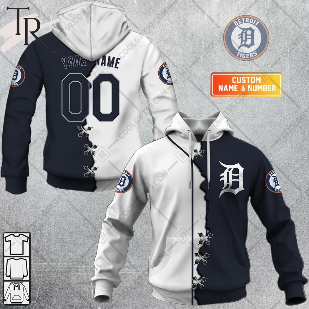 New 2025 Personalized MLB Detroit Tigers Mix Jersey Custom Hoodie