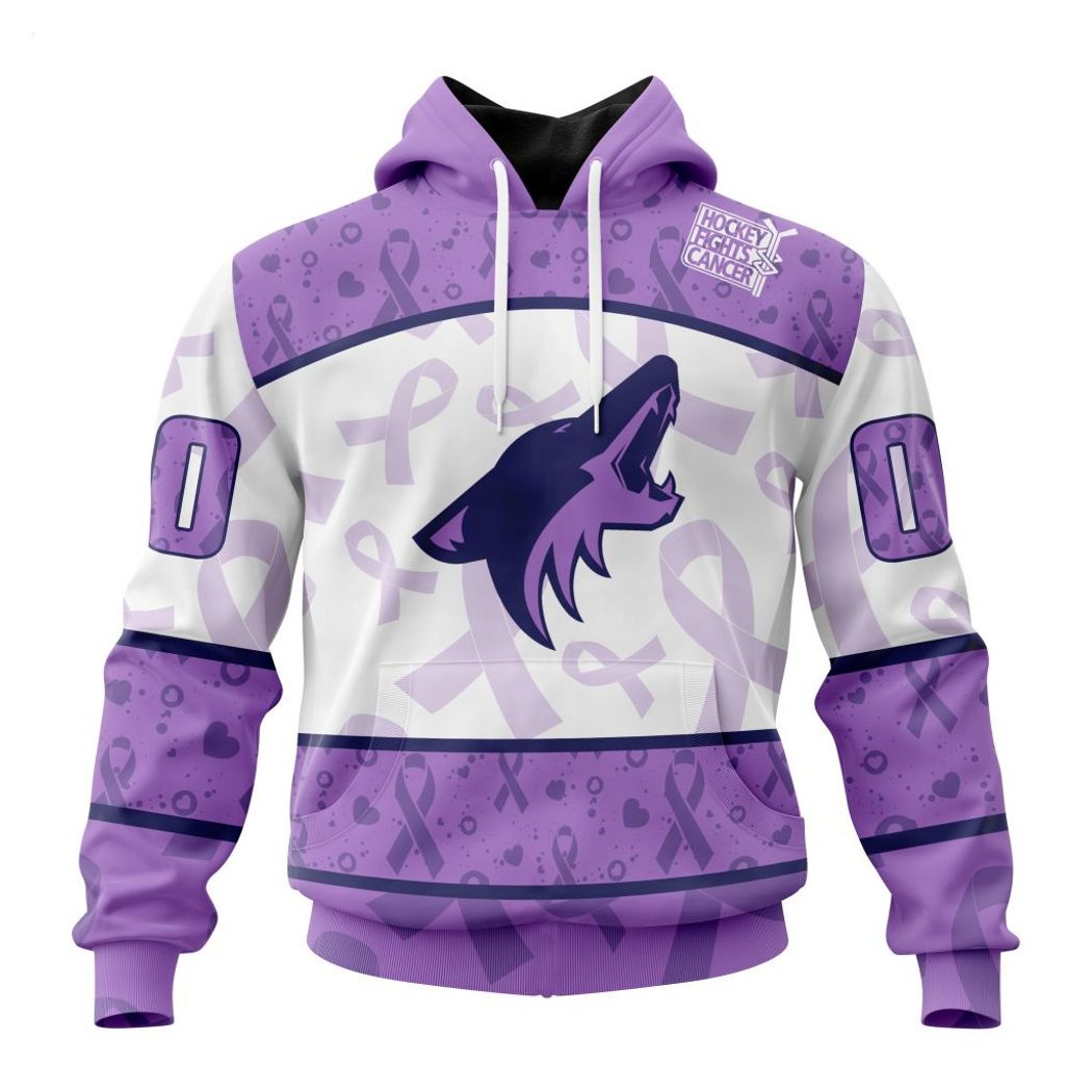 New 2025 Personalized NHL Arizona Coyotes Special Lavender Fight Cancer Custom Hoodie