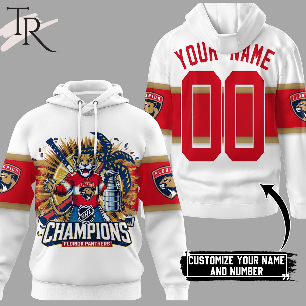 New 2025 Personalized NHL Champions Florida Panthers Custom Hoodie - White