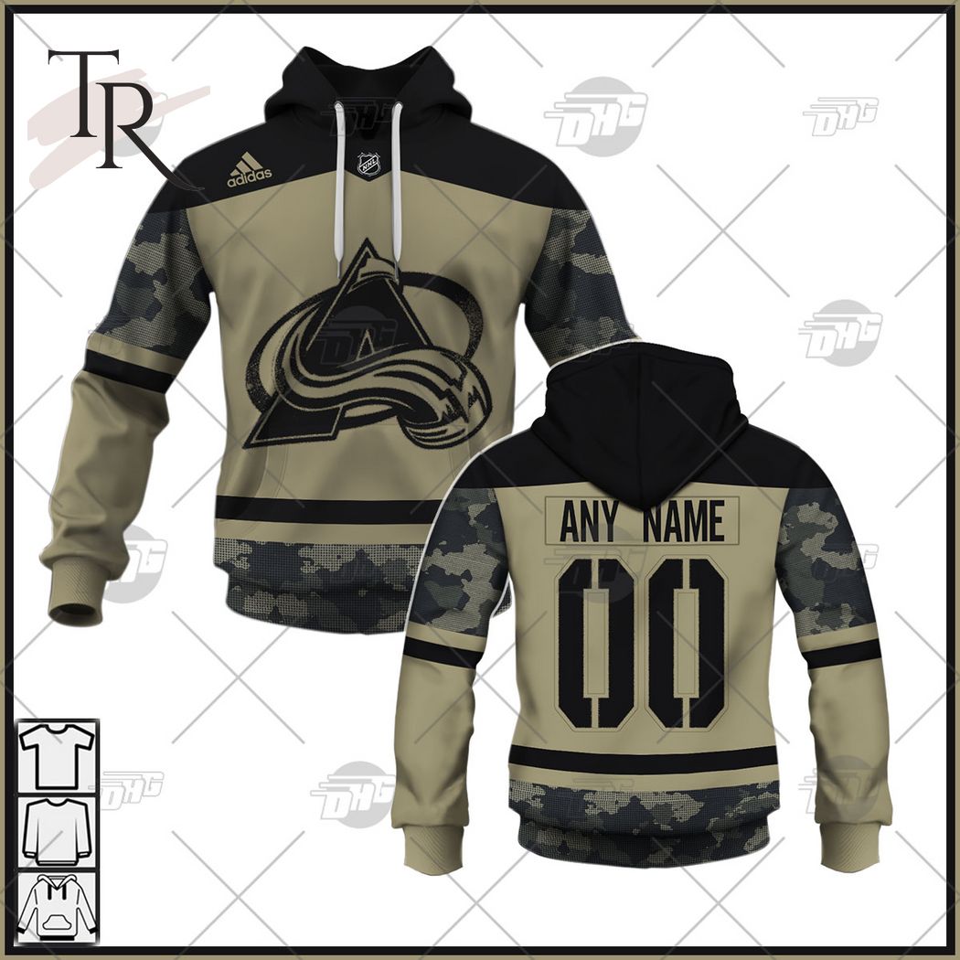 New 2025 Personalized NHL Colorado Avalanche Camo Military Appreciation Team Practice Jersey Custom Hoodie 3D