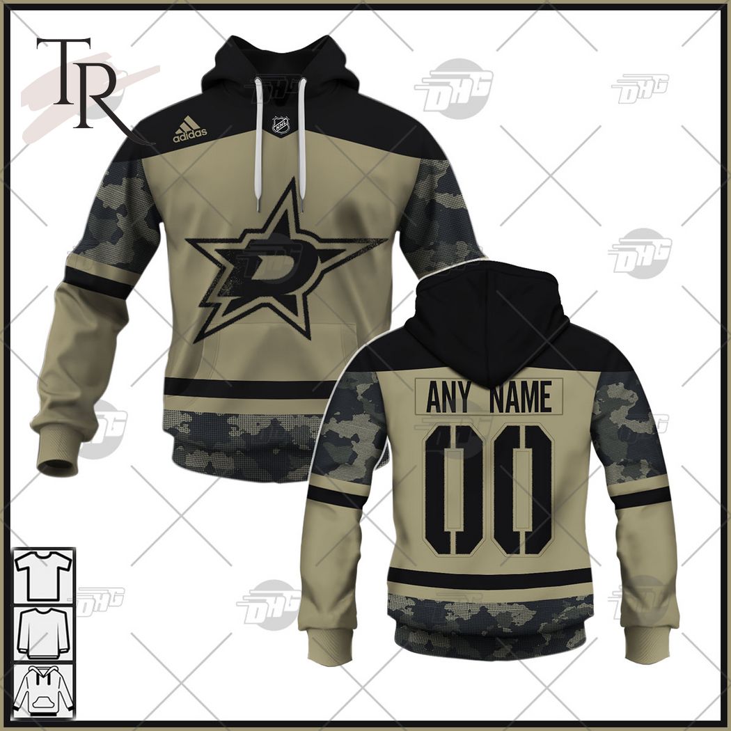 New 2025 Personalized NHL Dallas Stars Camo Military Appreciation Team Practice Jersey Custom Hoodie 3D
