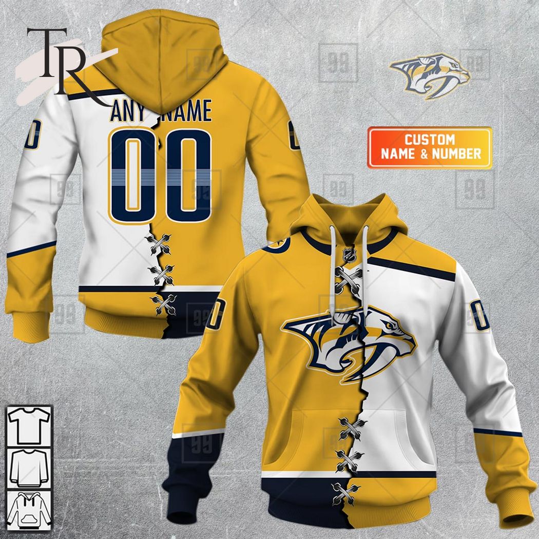 New 2025 Personalized NHL Nashville Predators Mix Jersey 2023 Style Custom Hoodie