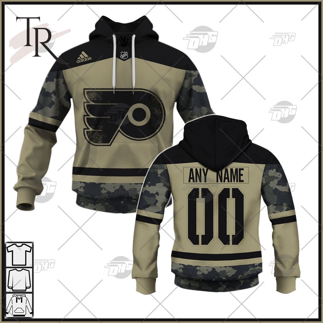 New 2025 Personalized NHL Philadelphia Flyers Camo Military Appreciation Team Practice Jersey Custom Hoodie 3D