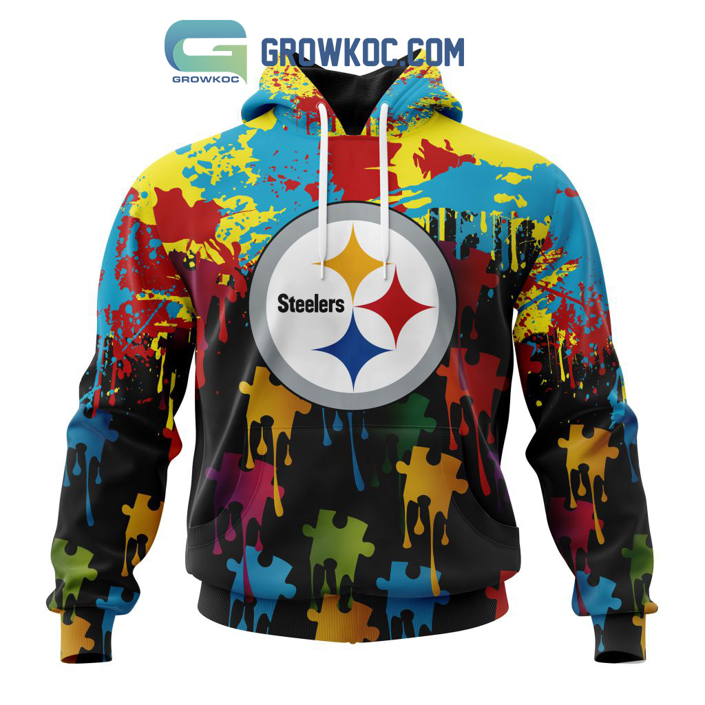 New 2025 Pittsburgh Steelers Personalized Autism Awareness Puzzle Painting Custom Hoodie Shirts