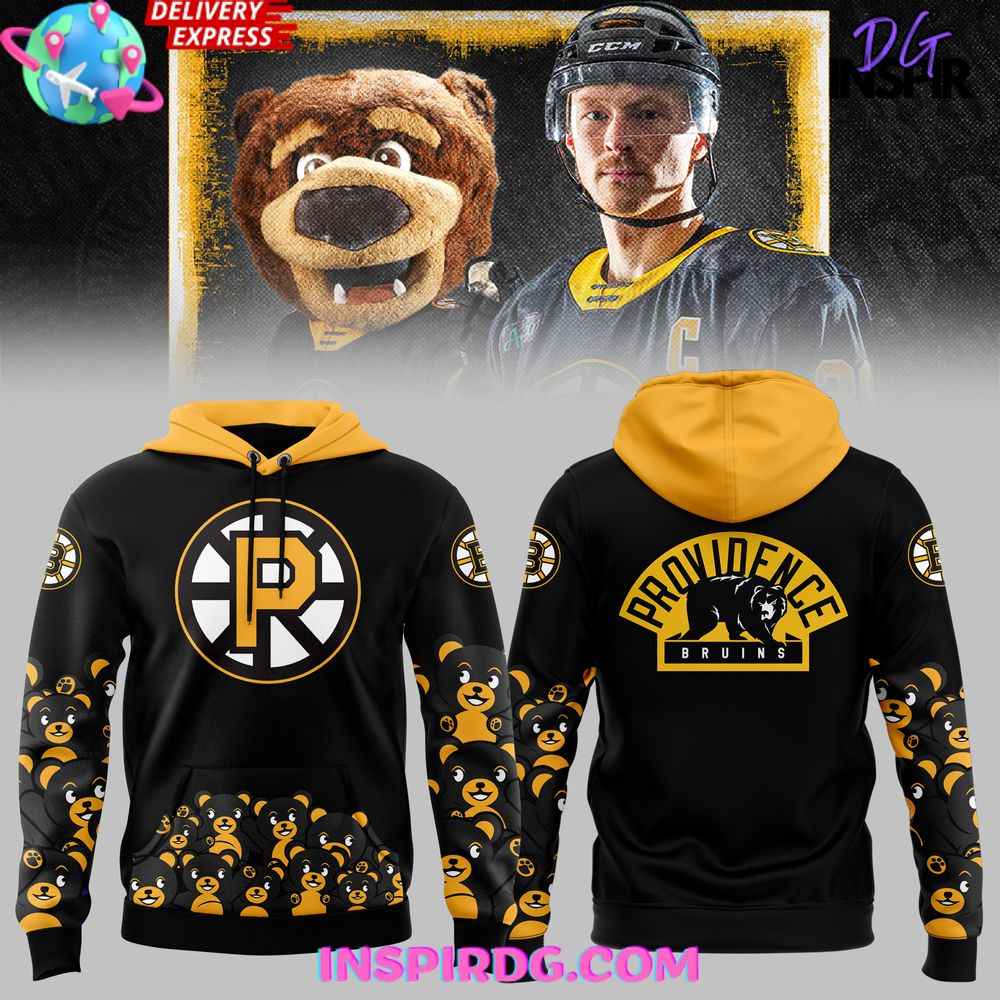 New 2025 Providence Bruins Teddy Bear Black Custom Hoodie