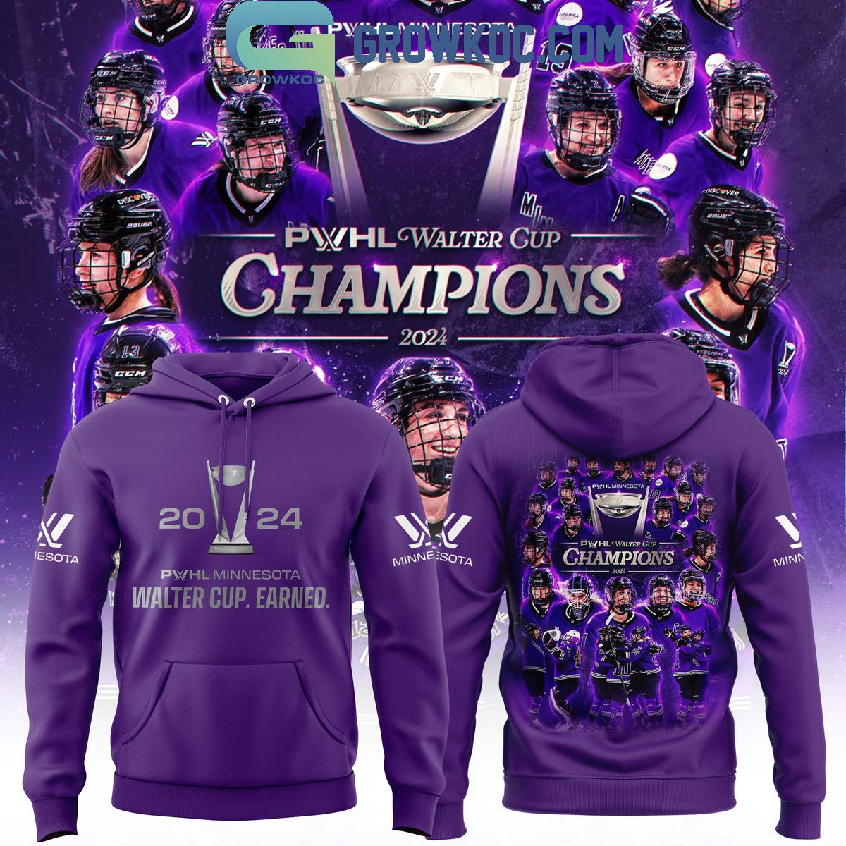 New 2025 PWHL Minnesota 2024 Champions Walter Cup Earned Purple Version Custom Hoodie Shirt