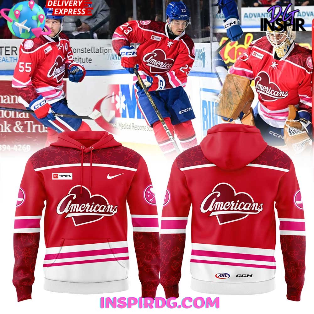 New 2025 Rochester Americans Red Threads Uniform Custom Hoodie